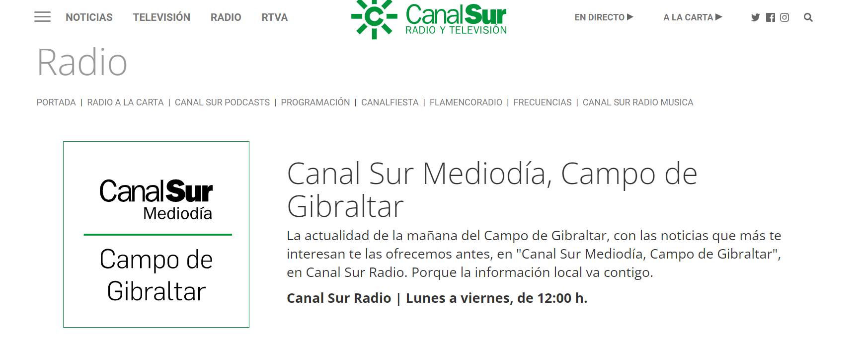 Entrevista en Canal Sur “Radio a la Carta” de José Ángel Expósito Álvarez, sobre el Proyecto SCOMBER